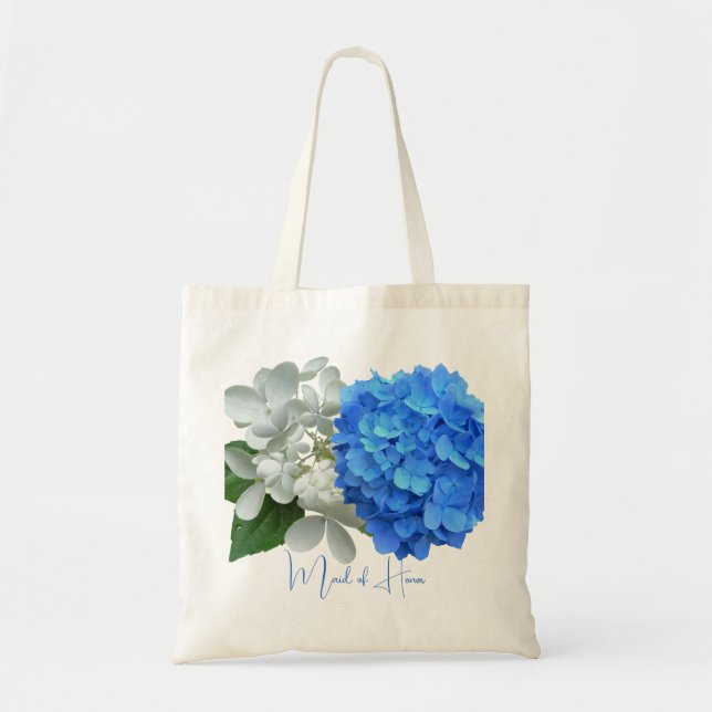 Dois Hydrangeas Azul - Bolsa de Nome Personalizado (Frente)