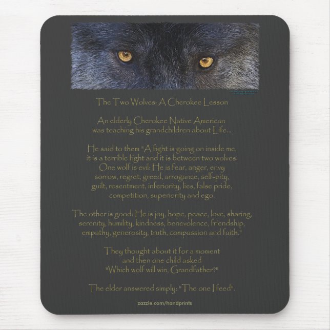 Dois Lobos Cherokee Wisdom Tale Mousepad (Frente)
