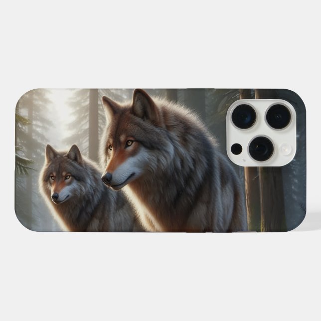 Dois Lobos numa Floresta: Fauna Majestosa (Verso Horizontal)