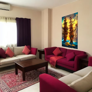 Dois navios piratas no mar   AI Art Poster