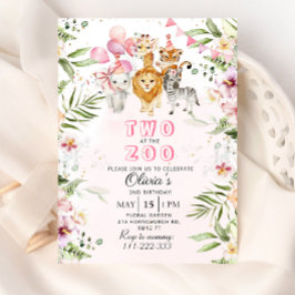 Dois no convite de aniversário do zoo safari