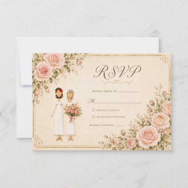 Dois Noivos Vintage Blush RSVP (Frente)