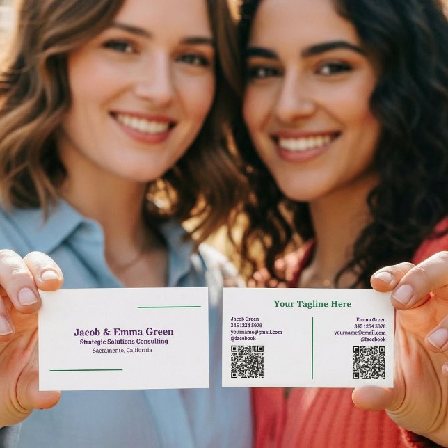 Dois Nomes - Cartão de visita de QR Personalizado (Two Names Custom QR Business Cards)