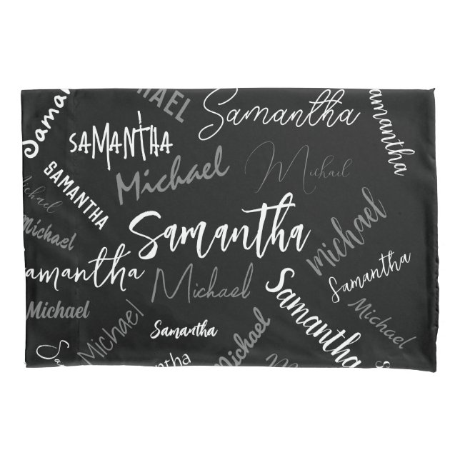 Dois nomes casal padrão monograma cinza preta bran (Frente)