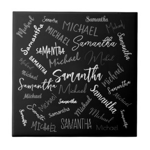 Dois nomes casal padrão monograma cinza preta bran