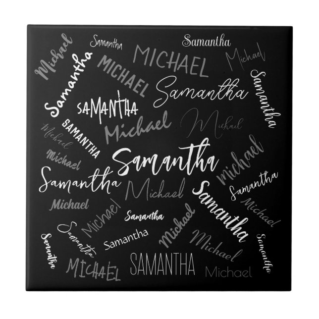 Dois nomes casal padrão monograma cinza preta bran (Frente)