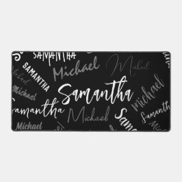 Dois nomes casal padrão monograma cinza preta bran