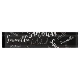 Dois nomes casal padrão monograma cinza preta bran