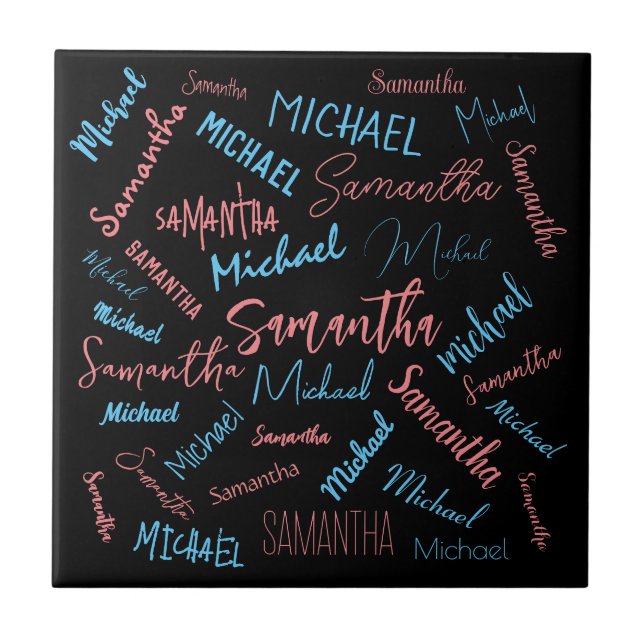 Dois nomes casal padrão monograma rosa claro azul (Frente)