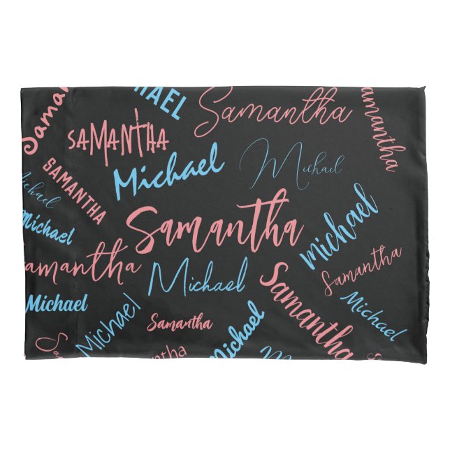 Dois nomes casal padrão monograma rosa claro azul (Frente)