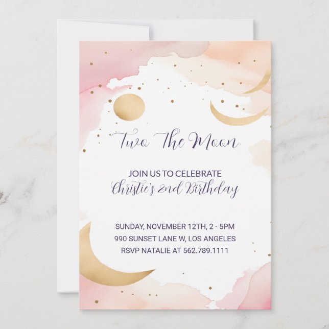 Dois O Segundo Convite De Aniversário Da Lua (Frente)