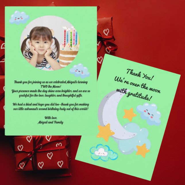 Dois para a Lua Lindo Cartão de aniversário de fot (Criador carregado)