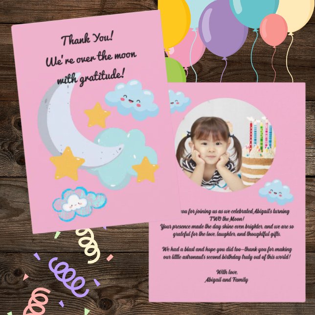 Dois para a Lua Lindo Cartão de aniversário de fot (Criador carregado)