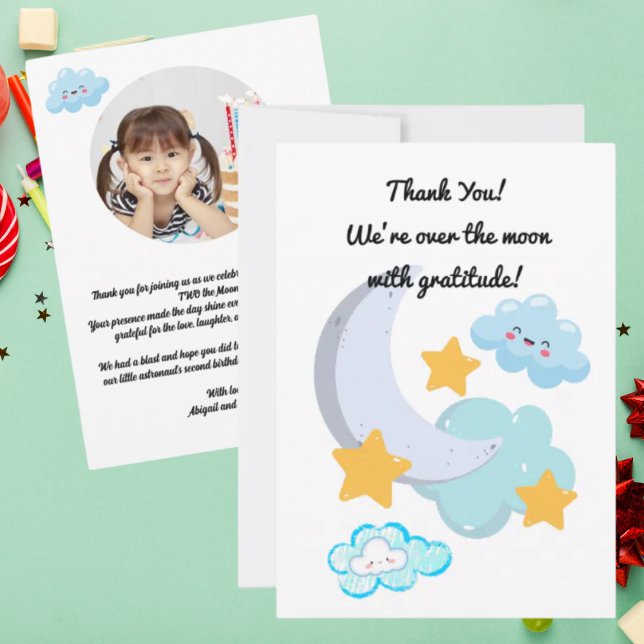 Dois para a Lua Lindo Cartão de aniversário de fot (Criador carregado)