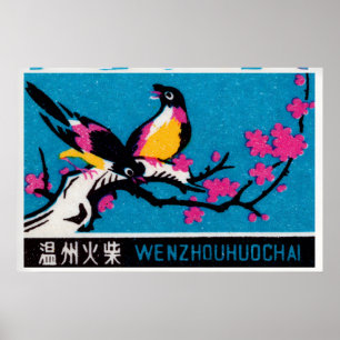Dois Pássaros Amarelos - Impressão Caixa de Fósfor