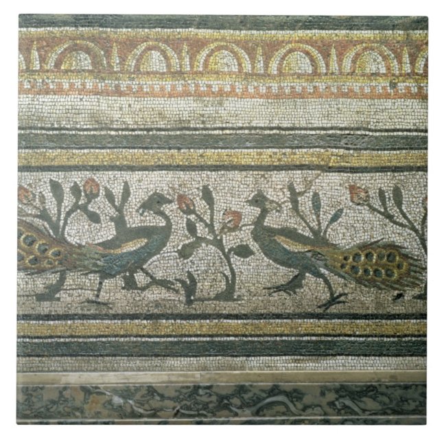 Dois pavões, detalhe decorativo da beira de um (Frente)