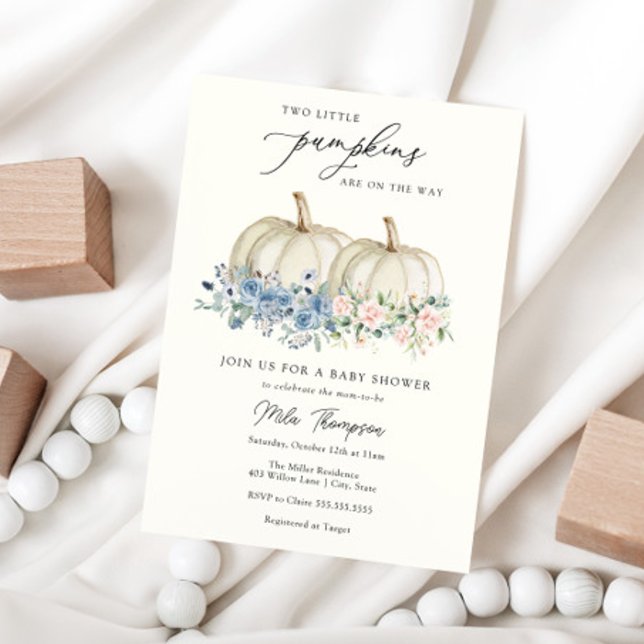 Dois Pequenos Convite Para Chá de fraldas Pumpkins (Criador carregado)
