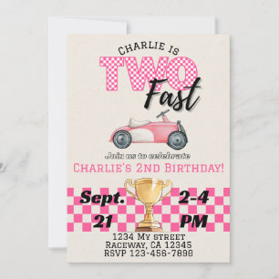 Dois PINK Rápido de Convite de Aniversário do Tema