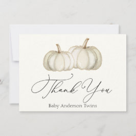 Dois Pumpkins branco e Dourado Obrigado Cartão de