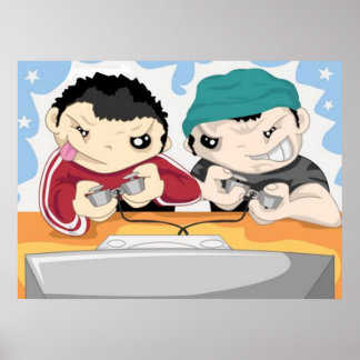 Dois rapazes jogando videogame - Poster