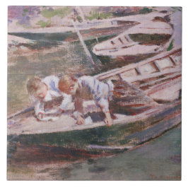 Dois rapazes num barco (por Theodore Robinson)