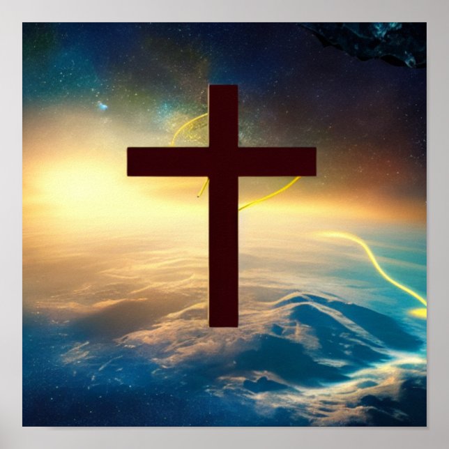 Dois Realms Cruz no Poster de Espaço (Frente)