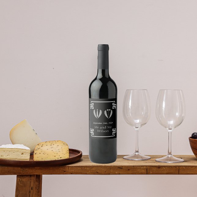 Dois rótulos de vinho de Gay Tuxedo de Casamento d (Criador carregado)