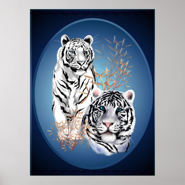 Dois Tigres Brancos - Poster Oval (Frente)