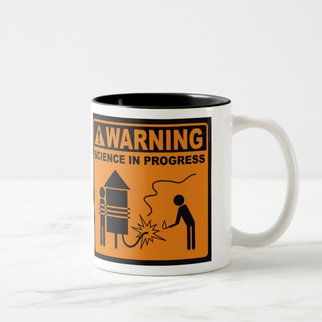 Dois Tons Aviso! Caneca de café em andamento do © da ciência (Direita)