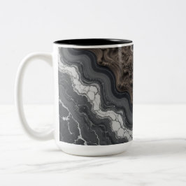 Dois Tons Caneca de Café Abstrata em Mármore Preto – Caneca