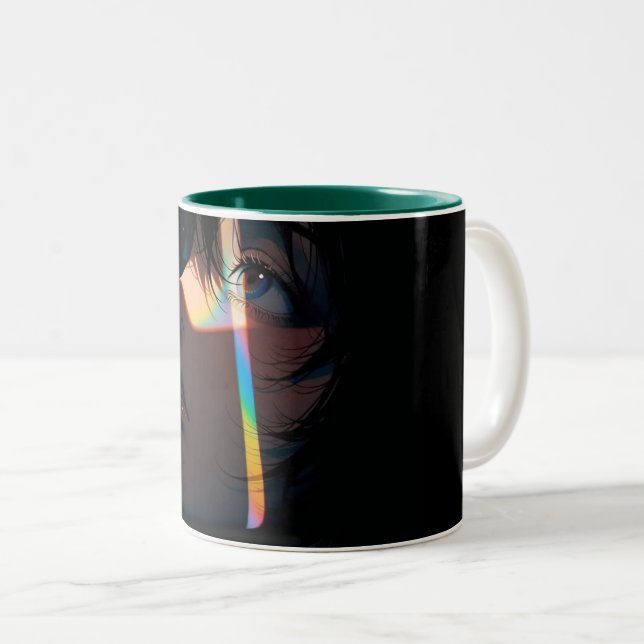 Dois Tons Caneca de Café Cubo de Gelo em Chamas – Arte de Fo (Frente Esquerda)
