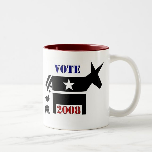 DOIS TONS CANECA DE CAFÉ DE DEMOCRATA DO VOTO EM 2008 (Direita)
