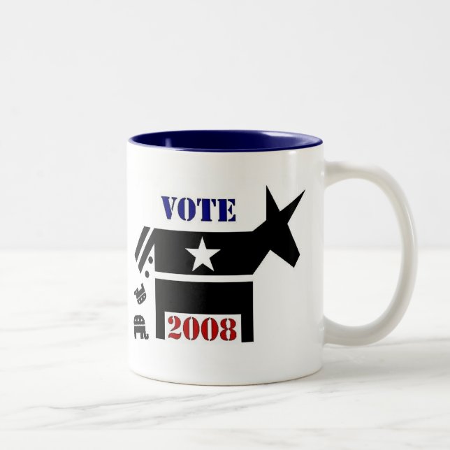 DOIS TONS CANECA DE CAFÉ DE DEMOCRATA DO VOTO EM 2008 (Direita)