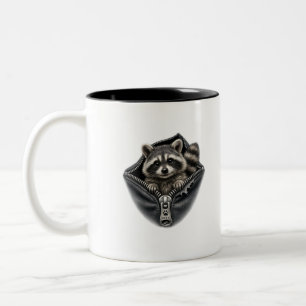 Dois Tons Caneca de café de duas cores com guaxinim fofo em 