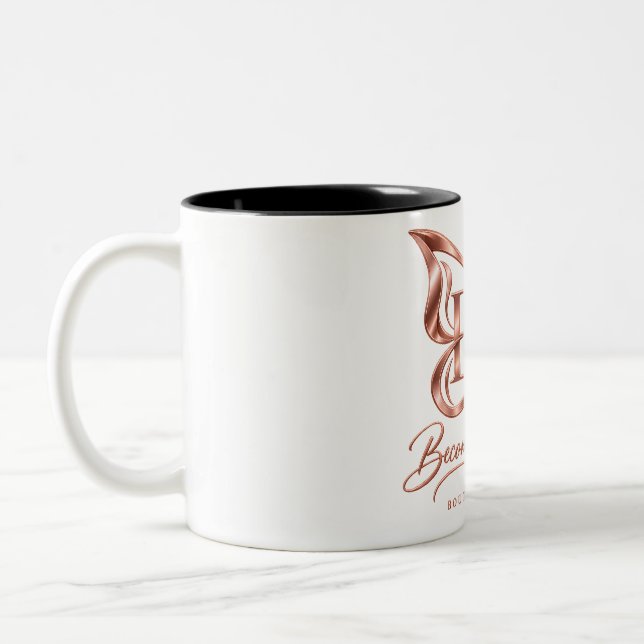 Dois Tons Caneca de Café em Cerâmica Borboleta Dourado Rosa  (Esquerda)