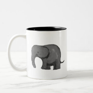 Dois Tons Caneca de Café em Duas Cores de Elefante em Aquare