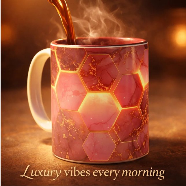 Dois Tons Caneca de Café em Mármore Rosa Luxuoso & Ouro – Ae (Criador carregado)