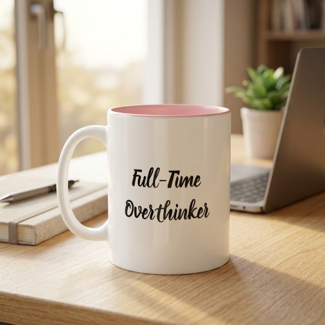 Dois Tons Caneca de Café Engraçada Pensador em Tempo Integra (Criador carregado)