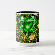 Caneca de Café Floral em Verde Esmeralda Elegante