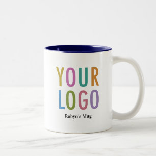 Dois Tons Caneca de Café Interna Azul Marinho com Nome da Em