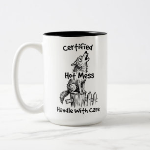 Dois Tons Caneca de Café Lobo Uivando em Duas Cores Piada De
