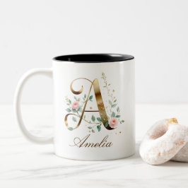 Dois Tons Caneca de Café Luxuosa em Duas Cores com Floral e