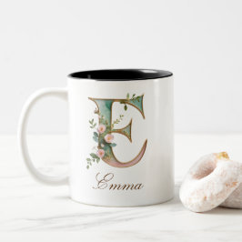 Dois Tons Caneca de Café Luxuosa em Duas Cores com Floral e