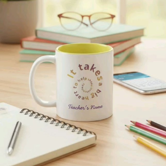 Dois Tons Caneca de Café para Professores com Coração em Esp (Criador carregado)