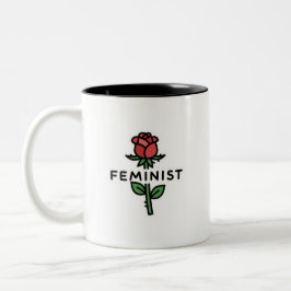Dois Tons Caneca de Café Rosa em Duas Cores Feminista Minima