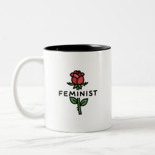Dois Tons Caneca de Café Rosa em Duas Cores Feminista Minima