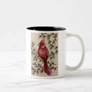 Dois Tons Caneca de Café Tom Cardinal Vermelho e Pinheiro em