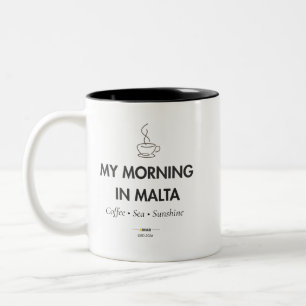 Dois Tons Minha Manhã em Malta Caneca de Café Maltesa Ma