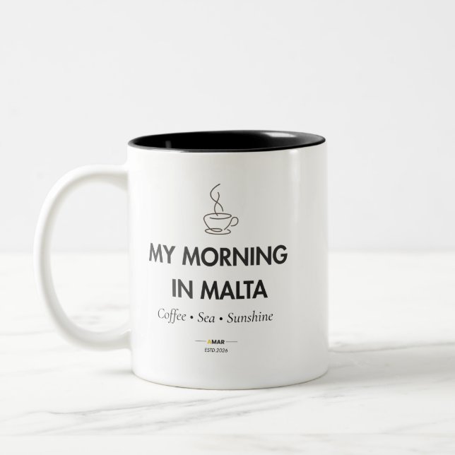 Dois Tons Minha Manhã em Malta | Caneca de Café Maltesa | Ma (Esquerda)