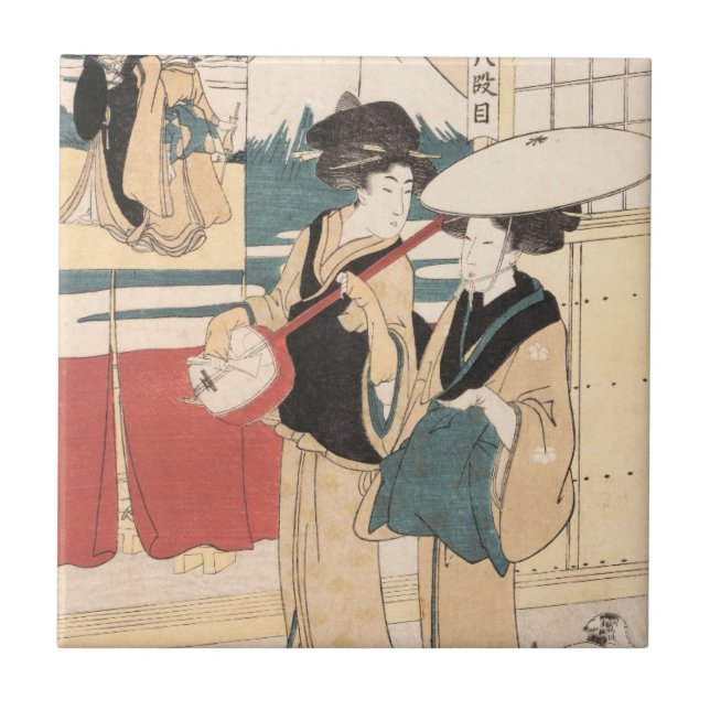 Dois tori-oi, ou músicos Japão das mulheres do (Frente)